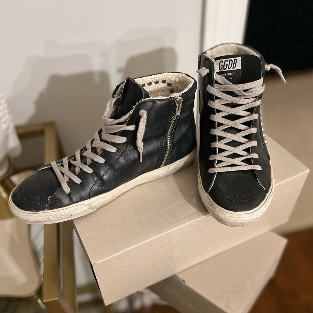 Brand New in Box⭐️GOLDEN GOOSE⭐️Women's Slide Sneaker-Black, Paillettes & Ice/39